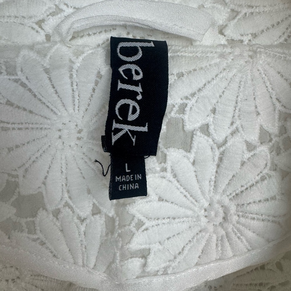 berek White Daisy Lace Blazer Floral Textured Button Front Large - Picture 4 of 13
